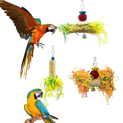 Parrot Gnawing Toy Bird Supplies Rattan Ball Drawing Paper Scraps