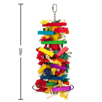 Supplies Large Color Bird Toy Cotton Rope Wooden Block Biting Toy