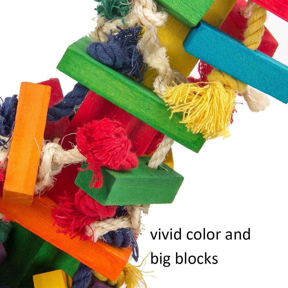 Supplies Large Color Bird Toy Cotton Rope Wooden Block Biting Toy