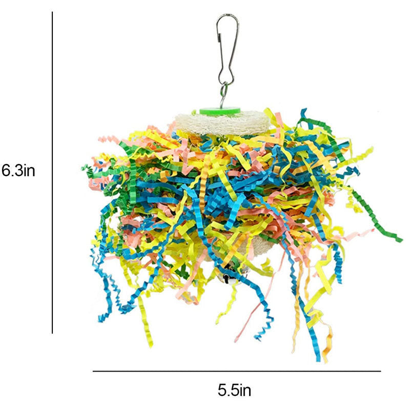 Parrot Gnawing Toy Bird Supplies Rattan Ball Drawing Paper Scraps
