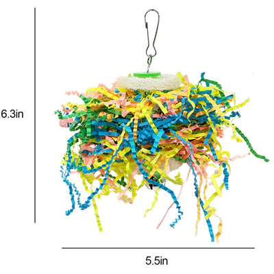 Parrot Gnawing Toy Bird Supplies Rattan Ball Drawing Paper Scraps
