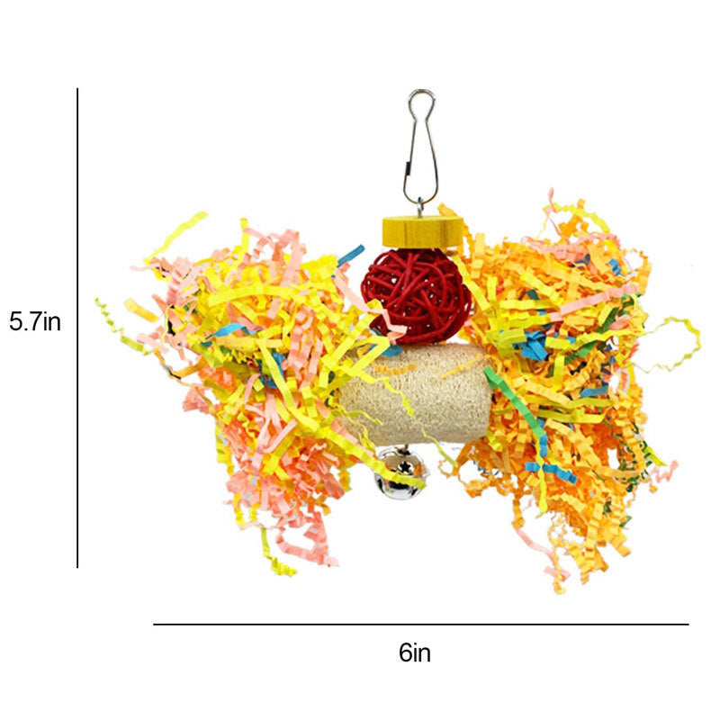 Parrot Gnawing Toy Bird Supplies Rattan Ball Drawing Paper Scraps