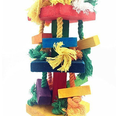 Supplies Large Color Bird Toy Cotton Rope Wooden Block Biting Toy